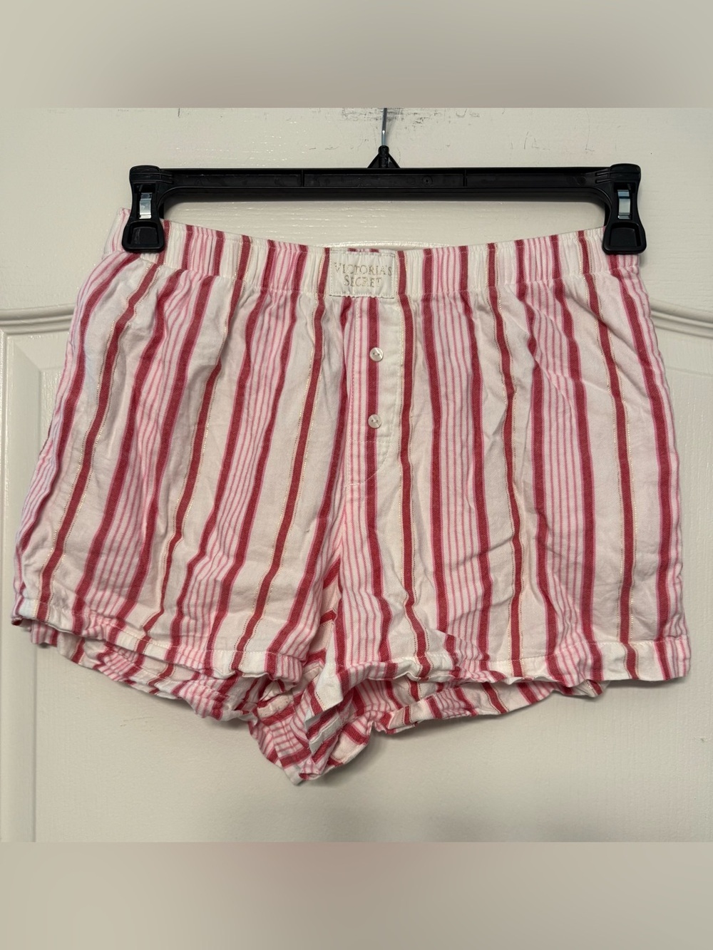 Victoria’s Secret Pink Stripe Sleep Shorts Gold Lurex Modal Blend Women’s S